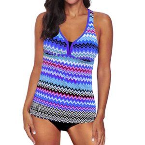 Glowing Light Purple Tank Top Sporty Swimsuit
